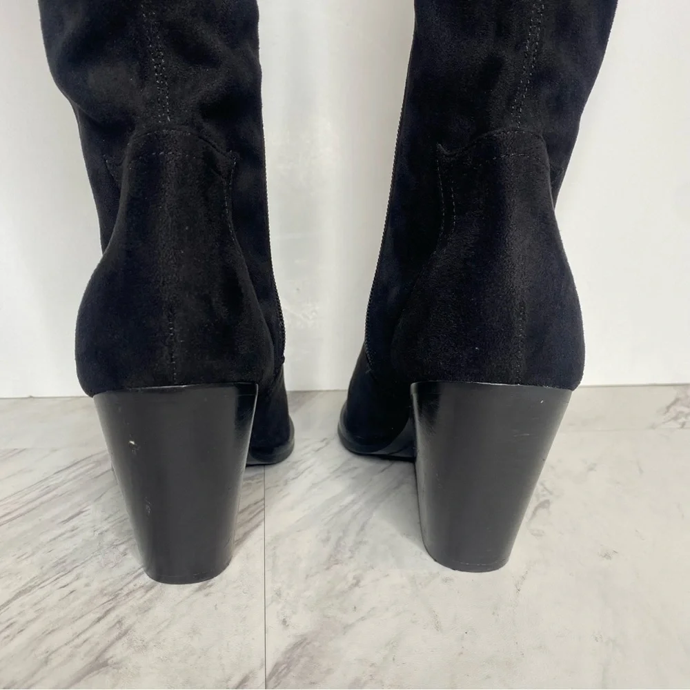 Marc Fisher Gwyneth Black Faux Suede Heeled Over The Knee Boot 10M